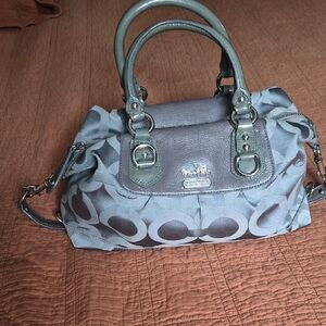 Coach Gray and Silver Signature Satchel